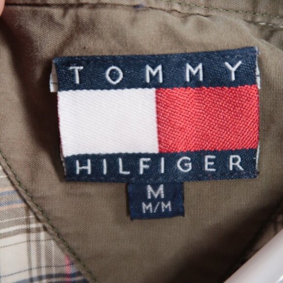 Vintage Tommy Hilfiger Button Up Shirt Long Sleeve Brown Plaid Men's Medium - Picture 11 of 11